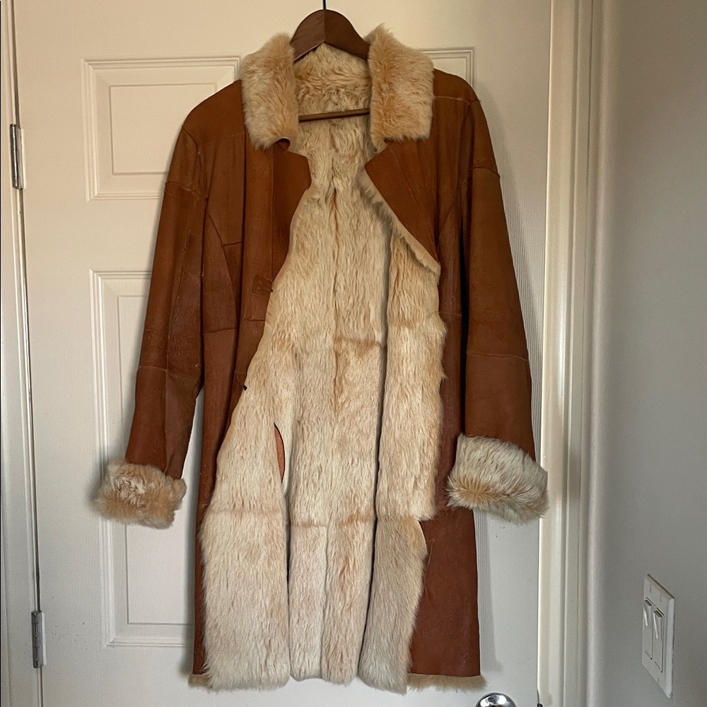 Y2K Bebe Vintage Fur Lined Leather Jacket – Y2K Distressed Style – Brown